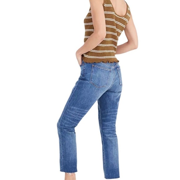 Madewell The High Rise Slim Boyjean Dover Wash Size 24 Distressed Raw Hem K7538 - Picture 3 of 12